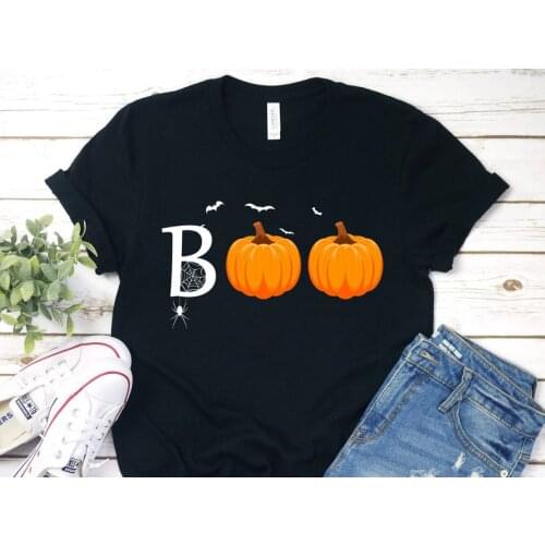 Halloween Shirt,Boo Aethetic Female Clothing Fashion patten Cotton O Neck T-shirt Casual Shirt Short Sleeve Top Tees