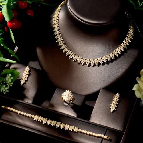 HIBRIDE New Style Earrings Necklace AAA CZ Party Jewelry Set for Women and Girls White Gold Color pendientes de fiesta N-1319