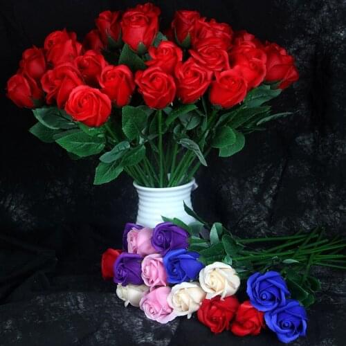 6pcs Simulated Soap Flower Girl Friend Gift Rose Wholesale Wedding Vase Party Decoration Flowers Valentines Day Love Gifts