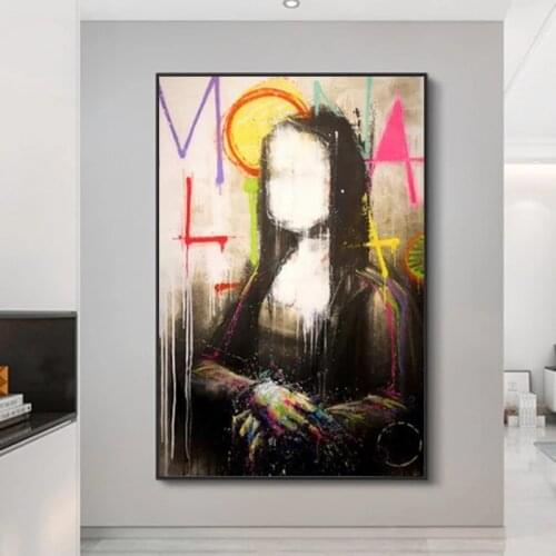 Graffiti Painting Mona Lisa Figure Wall Art Canvas Painting Cuadros Pictures Home Decoration for Living Room Bedroom Posters