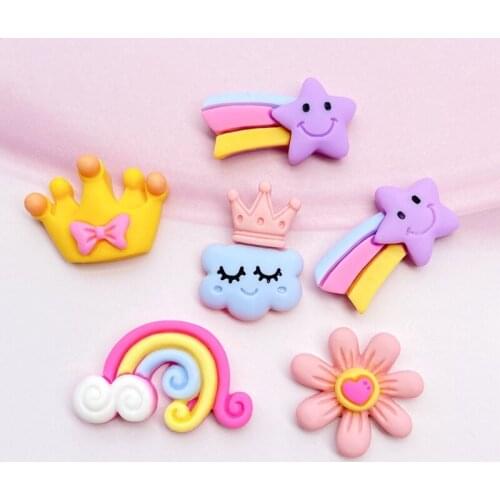 10/20Pcs Kawaii Mini Mixed Rainbow/meteor/Cloud Flat back Cabochons Scrapbooking DIY Jewelry Craft Decoration Accessories F09
