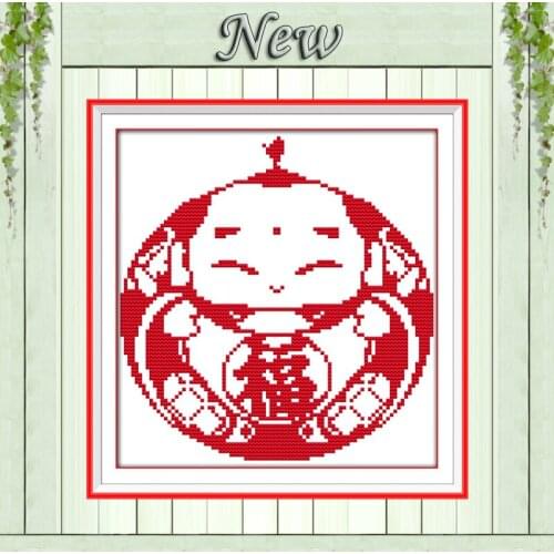 China Paper-cut doll blessing New Year picture Needlework kits Cross Stitch Sets Embroider DMC 14CT 11CT Counted print on canvas