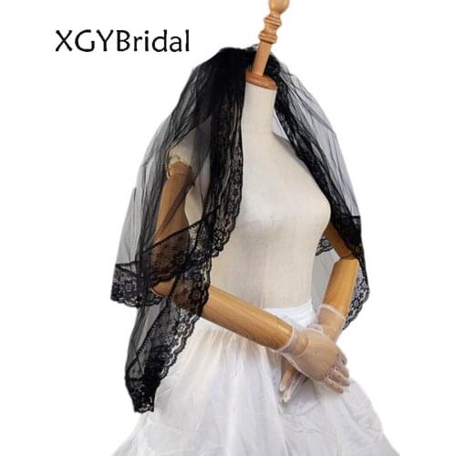 New Arrival Bridal Veil Short Lace Edge Two Layer With Free Comb Sexy Black Wedding Accessories Wedding Veil
