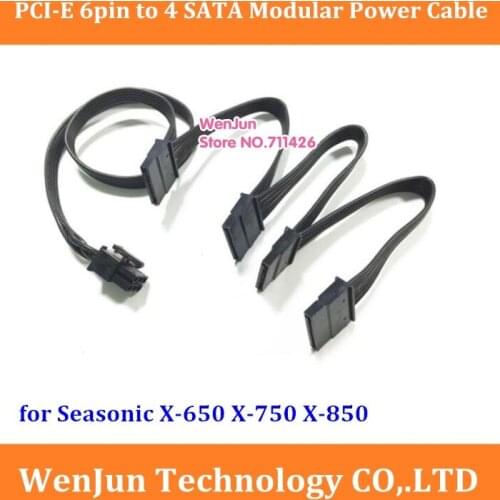 New PCI-E 6Pin Male 1 to 4 SATA 15Pin Modular Power Supply Splitter Cable Port Multiplier for Seasonic X-650 X-750 X-850