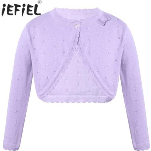 Toddler Girl Long Sleeve Bowknot Bolero Jacket Wedding Birthday Party Shawl Knitted Crochet Cardigan Coat Kids Cape Clothing