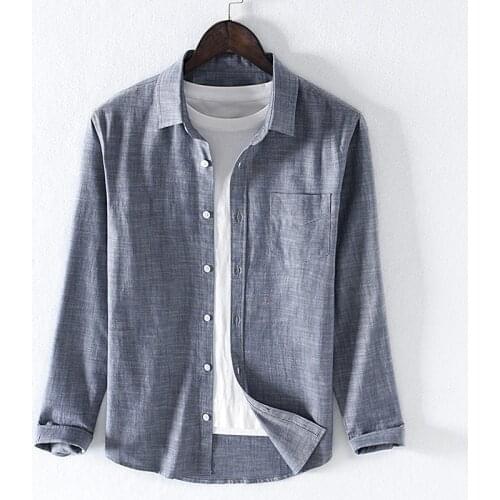 Autumn new arrival long sleeve brand shirt men fashion casual gray shirt mens solid comfortable shirts male overhemd chemise