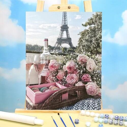Landscape Flower Car Eiffel Tower Painting By Numbers Set Oil Paints 50*70 Picture By Numbers Photo Home Handicraft