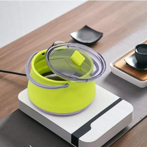 GXMF Portable Folding Silicone Kettle Collapsible Stainless Steel Bottom Water Boiler Pot Outdoor Hiking Water Boiling Teapot