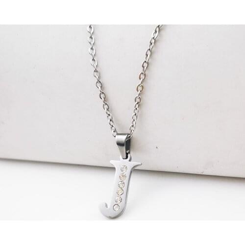 Simple fashion design J letter diamond INS retro cold style clavicle chain pendant necklace jewelry