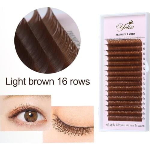 Yelix Eyelashes Extension Light Brown 10~13mm Mix individual eyelashes soft natural lashes profession maquiagem