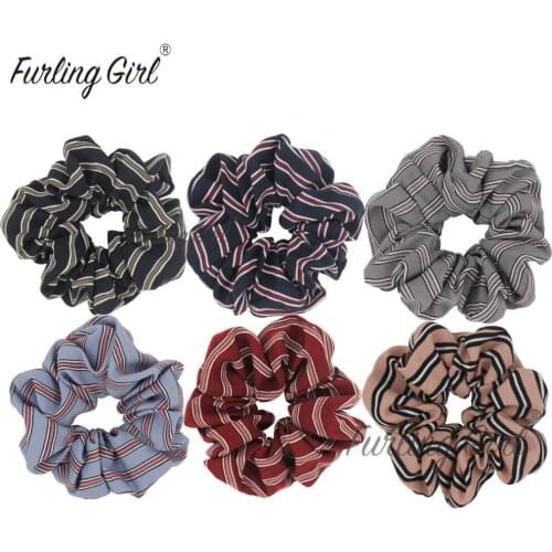 Furling Girl Wholesale 10PCS Striped Hair Scrunchies Ponytail Holder Hair ties Gum Elastic Hair Bands Hair Accessories