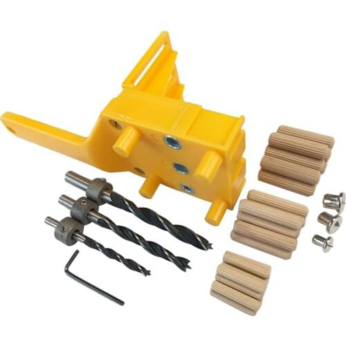Handheld Woodworking Doweling Jig Drill Guide Wood Dowel Drilling Hole Saw Accessories, Plastic, Yellow