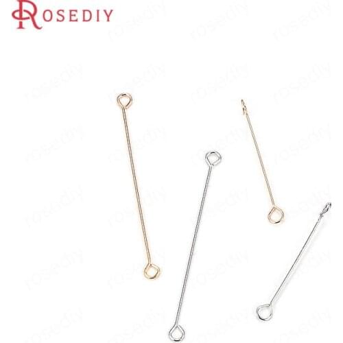 50PCS 20MM 25MM 30MM Imitation Rhodium Steel Double Eye Connect Pins for Connect Beads Jewelry Findings Earrings Accessories