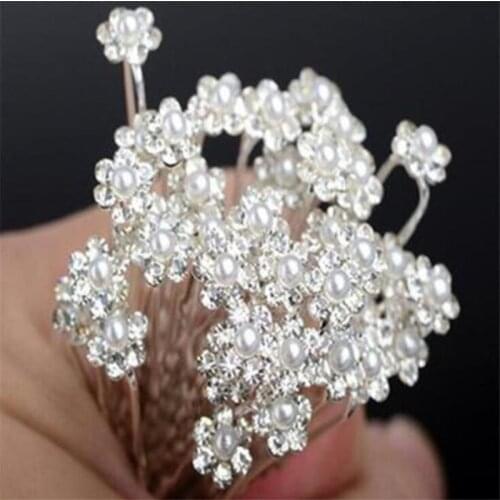 20 pcs/pack Wedding Hair Pins Simulated Pearl Flower Bridal Hairpins Bridesmaid Hair Clips Women Hair Jewelry Accessories