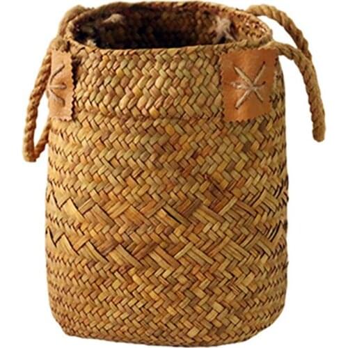 Lavender Vase Woven Sundries Storage Baskets Hanging Flower Basket Babysbreath Potted Flowerpot Home Basket with Handle