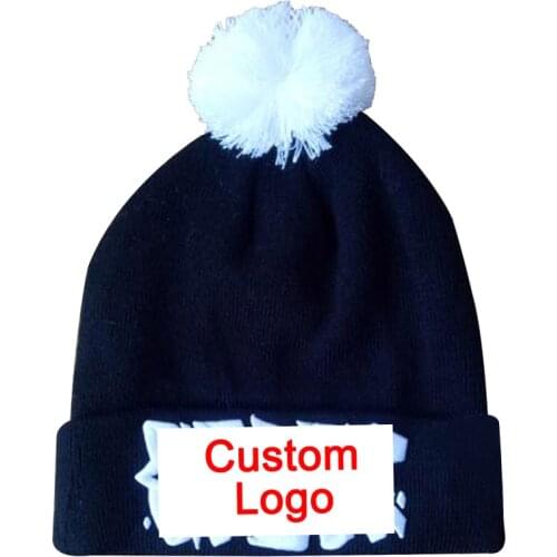 Beanies winter cap with pom pom ball custom design adult size winter hat warm keep lady baseball custom beanie cap
