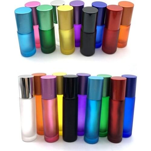 10ml Frosted Glass Roller Vial Essential Oil Perfume Bottles Mist Container Refillable Portable Travel 5cc Rollerball Bottle