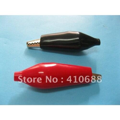 200 Pcs Per Lot Red & Black 2 Color Alligator Clip Connector with Boot Clamp 44mm Large-sized L HIGH Quality HOT Sale