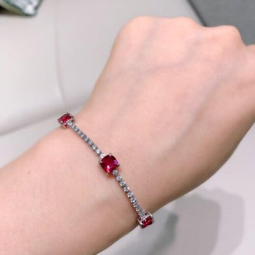 2020 Fashion Bracelet For Women Multicolor 6*6MM Ruby Sapphire Emerald Fine Jewelry Gifts