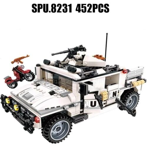 3205 452pcs Military Police Urban Thunder Mission Transport Armored Car 4 Building Blocks Toy