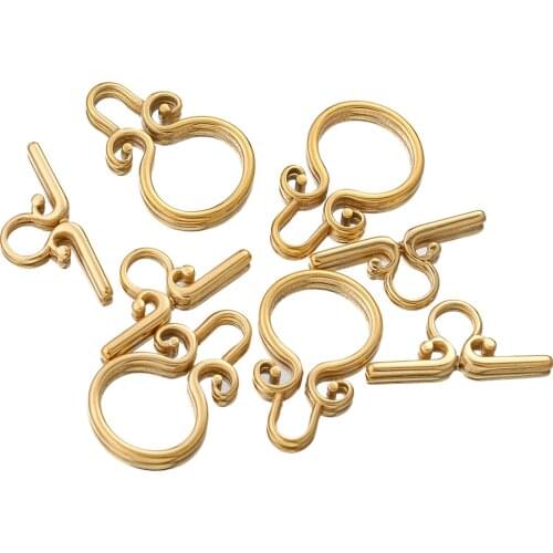 4Sets Gold Stainless Steel Spiral OT Clasps Hook Toggle Clasps Connectors for Bracelet Necklace DIY Jewelry Making Supplies