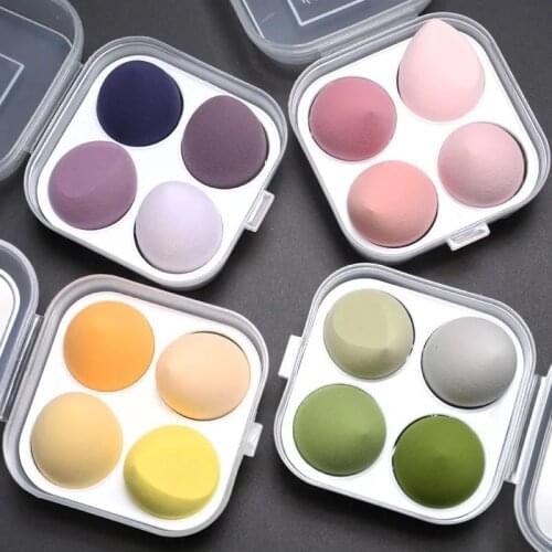 4pcs/box Dry and Wet Make Up Egg Set Gourd Puff Water Drop Puff Air Cushion Foundation Powder Sponge Puff Beauty Tool Skin Care