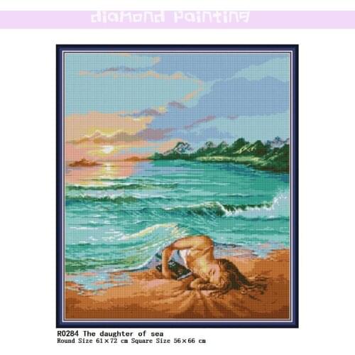 5D DIY Diamond Painting Kits The Daughter of Sea Sets Round/Square Embroidery Mosaic Art Picture Rhinestone Full Home Decor Gift