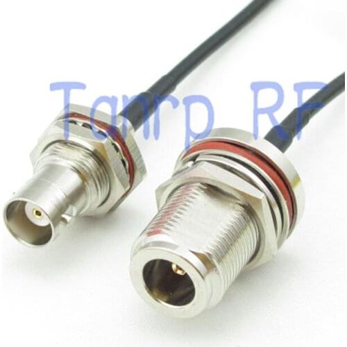 8in BNC female to N female both nut bulkhead RF connector adapter 20CM Pigtail coaxial jumper cable RG174 extension cord