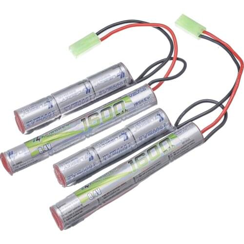 2pcs Limskey 2/3A 8.4v 1600mAh Butterfly Nunchuck NIMH Battery Pack with Mini Tamiya Connector for Airsoft Guns M110, SR25, M249