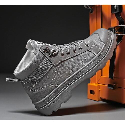 Martin Boots Fashion Lace Up Men Canvas Shoes Non Slip Men High Tops Black Chelsea Boots Footwear Male Shoes Adulto Casual Shoes