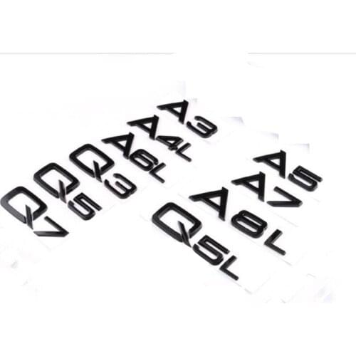 Black Chrome Emblem for Audi A3 A4 A5 A6L A7 A8L Q3 Q5 Q7 Four Wheel Drive Car Trunk Logo Sticker