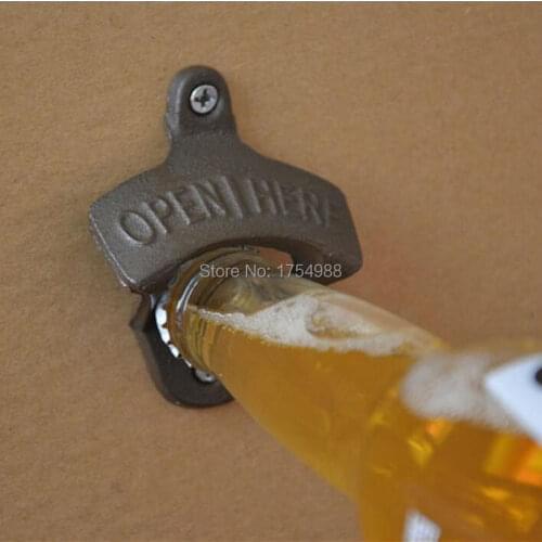 DHL free shipping 300 PCS/sets Vintage Rustic Iron OPENER Beer Bottle Opener Wall Hanging Kitchen Tool bar club openers
