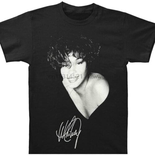 Whitney Houston MenS Smile BW T Shirt Black Printed Summer Style Tees Male Harajuku Top Fitness Brand Clothing