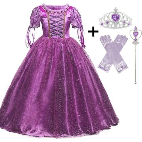 Princess Cosplay Costume Elegant Princess Dress for Girls Childrens Party Dress-up 4-10T Kids Ball Gown