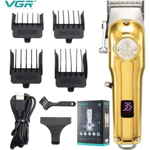 VGR Profession Hair Clipper Beard Trimmer for Men Electric Men Shaver LCD Display Hair Cutting Trimmer Machine Chargeable Razor