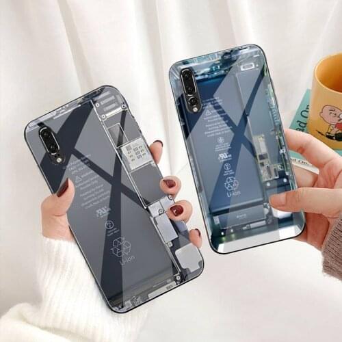 Motherboard Circuit Board Phone Case Tempered Glass For Huawei P30 P20 P10 lite honor 7A 8X 9 10 mate 20 Pro