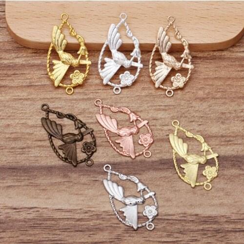 20pcs/lot 19x33MM Copper Flower Spacer Necklace Connector For DIY Necklace Making Supplies Jewelry Finding wholesale