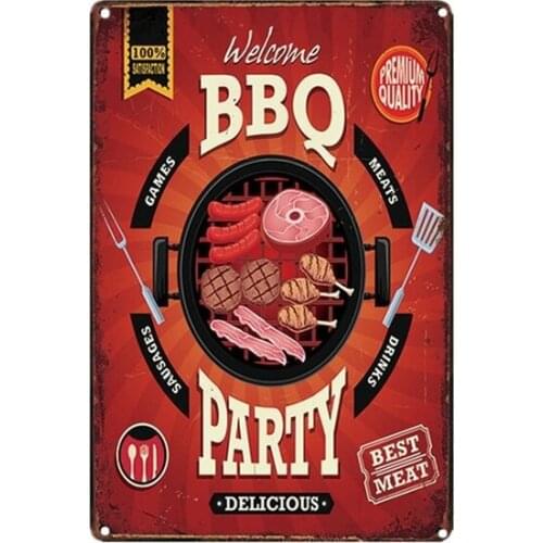 Retro BBQ Metal Tin Signs Pub Bar Fast Food Shop Wall Decor High Quality Metal Tin Sign 30 X 20CM