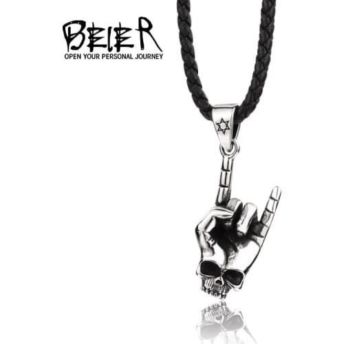 Beier Stainless Steel free soul skull Fashion Vintage Women Men Pendant Chain Necklace men Jewelry LLLHP171P
