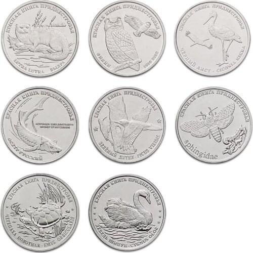 Dniester 1 Ruble 8 Coins Set Rare Animal Series 2018-19 Europe New Original Coins Collectible Edition Real Unc Commemorative