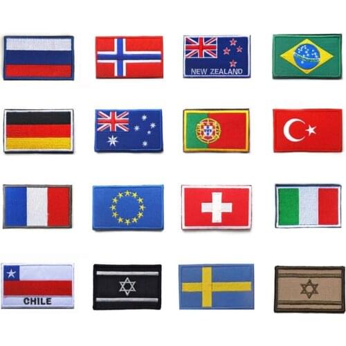 National Flag Embroidery Patch Norway Russia Germany Italy France Switzerland Australia Israel Embroidered Patches