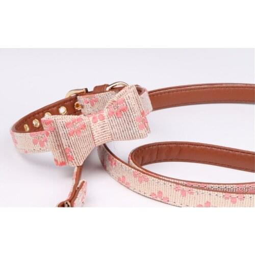 Pet Collar Little Flower style dog collar bow tie pet pupply product dog collar set necklace S Leash Lead