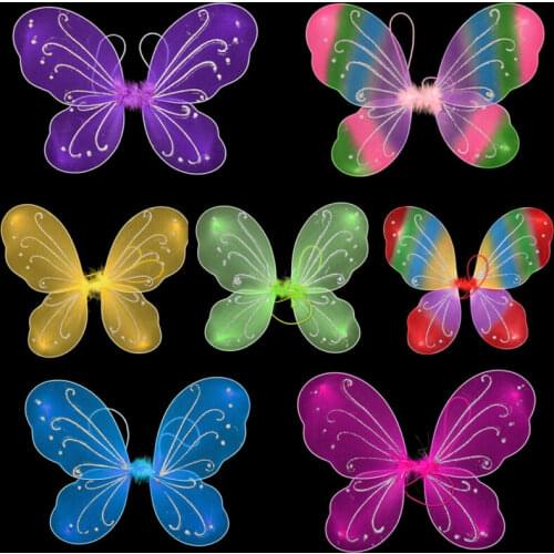 10 Colors Adults Kids Pixie Wing Fairy Multicolor Large Butterfly Dress Up Costume Props Women Kids Girls Wings