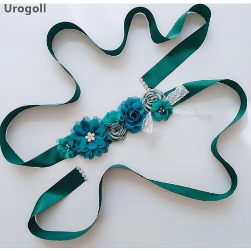 Hot Sale New Fashion Soft Lace Pearl Flower Blossom Belt Flower Girl Bride Bridesmaid Wedding Sashes Ribbons Wedding Dress Belt