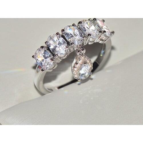 Luxury Heart-shaped Crystal Ring Woman New Fashion Color Water Droplets Ring For Women Jewelry