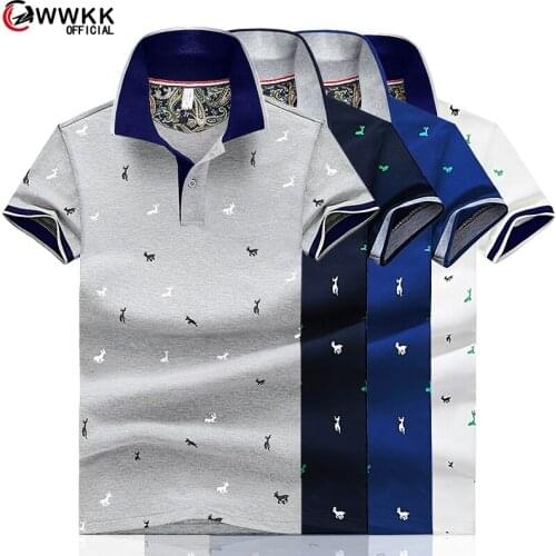 2020 Men Summer Deer Print Polo Shirt Short Sleeve Slim Fit Polos Fashion Streetwear Tops Men Shirts Sports Casual Golf Shirts