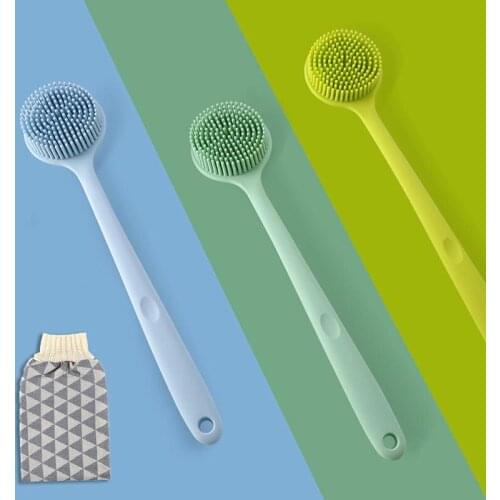 Bath Body Brush Double-Sided Back Scrubber with Ultra Soft Bristles for Women Men Silicone Long Handle Bath Shower Brushes