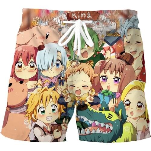 CLOOCL Seven Deadly Sins Print Shorts Cartoon Anime Men Clothing Elastic Pockets Beach Shorts Manga DIY Board Pants Harajuku