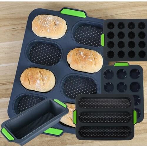 Meibum Silicone Molds Toast Bread Pan Brownie Dessert Madeleine Cake Moulds Baguette Baking Tools Muffin Pastry Kitchen Bakeware