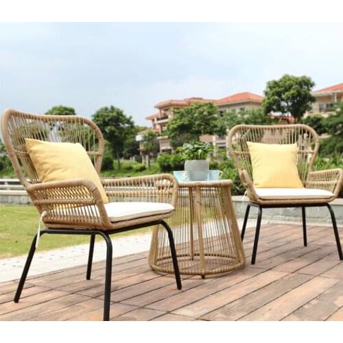 Balcony chair of small table outdoor recreational cane chair courtyard terrace villa cane makes chair cane chair three-piece set